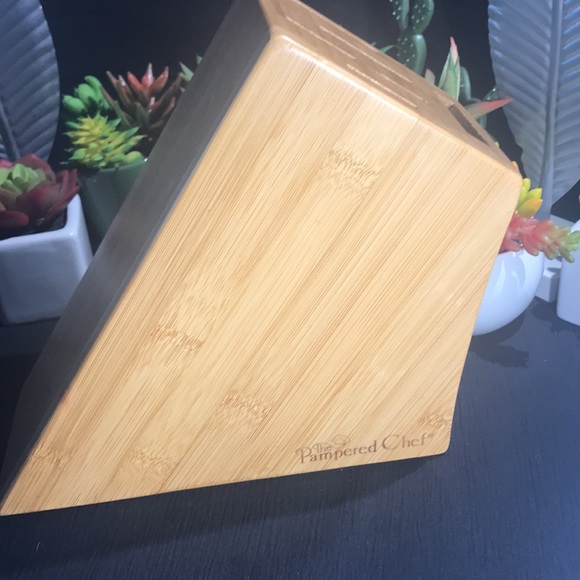 Pampered Chef Small Bamboo Knife Block with instructions - Picture 2 of 6